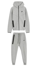 nike gray hooded tracksuit set