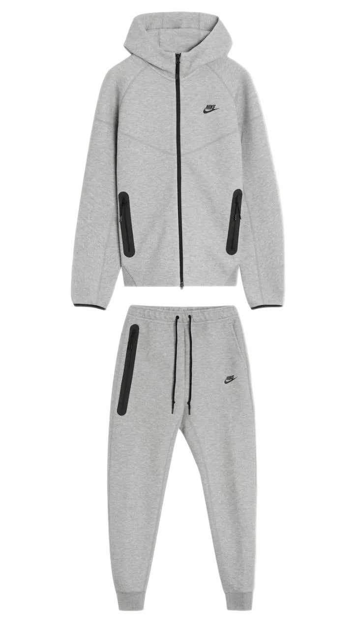 nike gray hooded tracksuit set