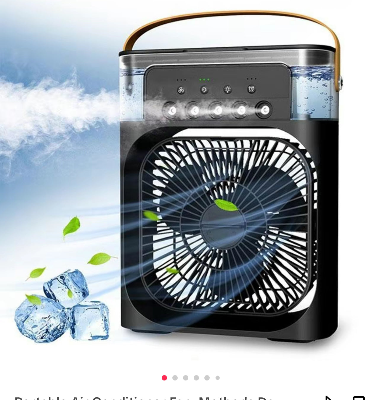 Portable air cooler fan with adjustable wind speeds and ice cubes, ideal for customized cooling.