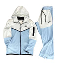 nike hooded tracksuit white/light-blue