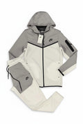 nike gray white hooded tracksuit set