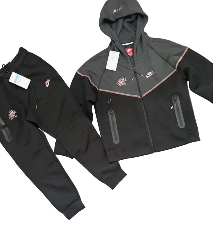 Nike Syna Tech Fleece Tracksuit - Black/Pink